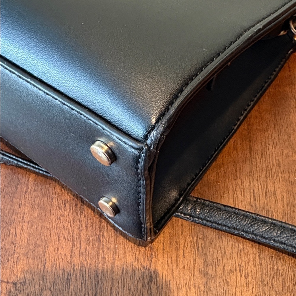Miztique  satchel  Crossbody bag vegan Suede front panel & trim black/gold tone - Picture 11 of 17